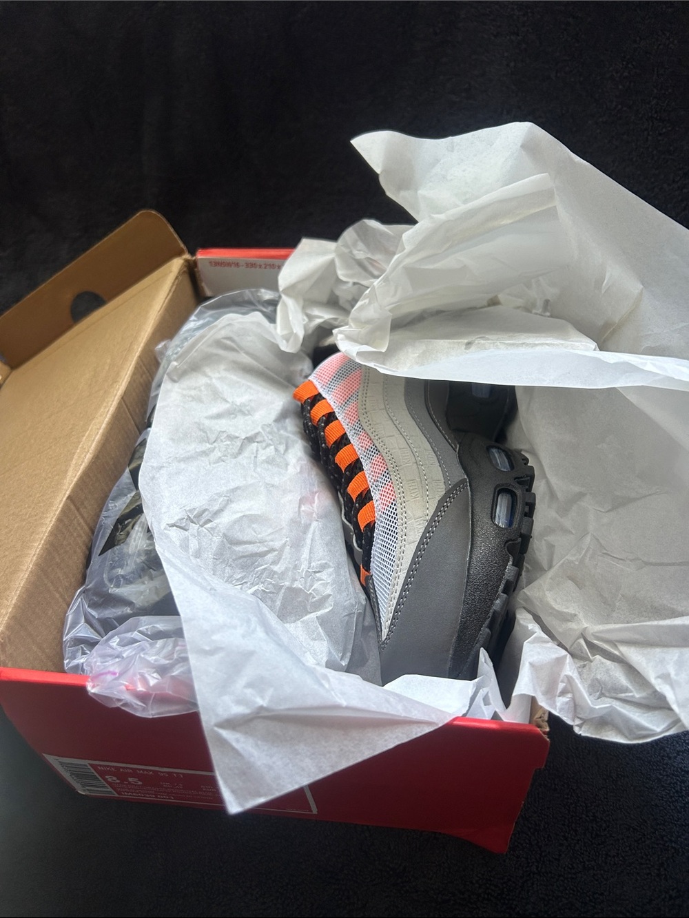 Nike Air Max 95 TT Womens Sneakers in Gray with Orange Accents - Picture 6 of 6